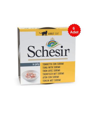 Schesir Cat Jelly Tuna and Shrimp Cat Canned Food 85 Gr 6 Pieces