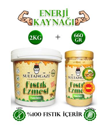 Sultangazi Eticaret Sugar-Free Additive-Free 0 Natural Peanut Butter 1kg + Sugar-Free Honey Peanut Butter 1KG
