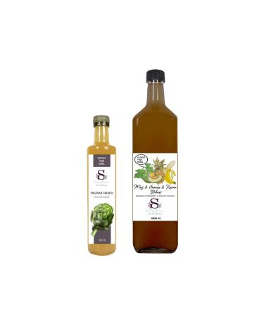 S heylaana Natural Artichoke Vinegar 500 Ml - Natural Banana & Pineapple & Melon Vinegar 1000 Ml