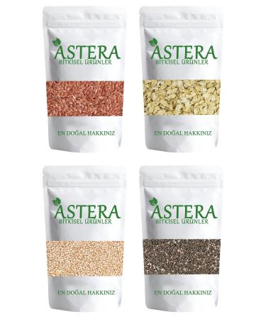 ASTERA 250 Gr Chia + 250 Gr Quinoa + 250 Gr Flax + 250 Gr Oatmeal (Cereal Set)