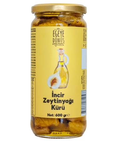 RETURN TO THE AEGEAN Homemade Dried Fig Cure with Extra Virgin Olive Oil Glass Jar - 600 Gr. (DOES NOT CONTAIN ADDITIVES OR PRESERVATIVES)