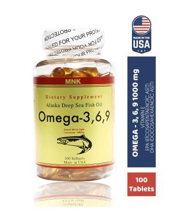 Mnk Omega 3-6-9 Fish Oil 1000 Mg 100 Softgel USA