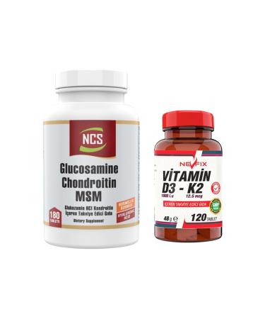 Ncs Glucosamine Chondroitin Msm Boswellia Serrata Hyaluronic Acid 180 Tablets & Vitamin D3-k2 120 Tablets