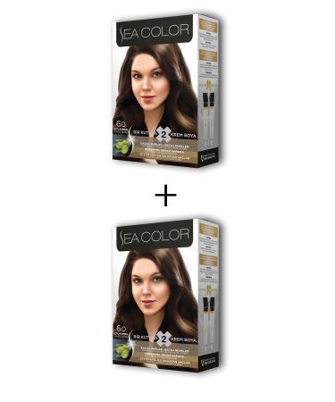 Sea Color 2X2 Tube Cream Hair Dye Set Dark Blonde No: 6.0