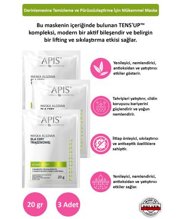 Apis Natural Cosmetics Algae Mask - - 3 Pieces - 20gr