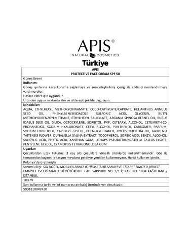 Apis Natural Cosmetics Sunscreen Face Cream Spf 50 - 100ml - Buy Online on GoSupps.com