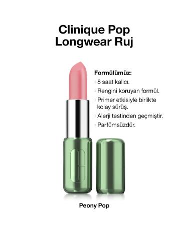 Clinique Pop Longwear Lipstick - Color: Peony Pop - Matte Finish