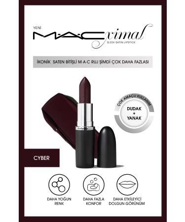 Mac Macximal Sleek Satin Lipstick Ikonik Saten Biti li Ruj-cyber 3.5gm