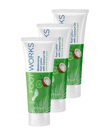 Avon Footworks Coconut and Lime Essence Foot Lotion 75 Ml. Set of Three