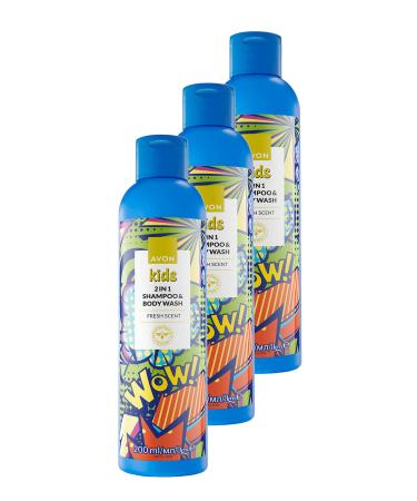 Avon Kids Wow 2 in 1 Hair and Body Children's Shampoo 200 Ml. Triple Set