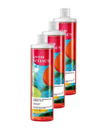 Avon Tropical Mexicana Passion Fruit and Lemon Scented Shower Gel 500 Ml. Set of Three