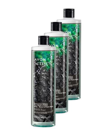 Avon Senses Natures Edge Men's Hair Body and Face Wash 500 Ml. Triple Set