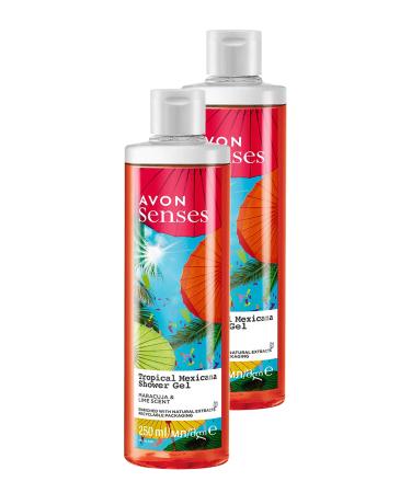 Avon Tropical Mexicana Passion Fruit and Lemon Scented Shower Gel 250 Ml. Set of Two