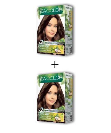 Skygo 2X2 Tube Cream Hair Dye Set Chocolate Brown No:6.7