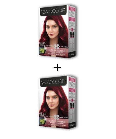 Sea Color 2X2 Tube Cream Hair Dye Set Fire Red No:66.46