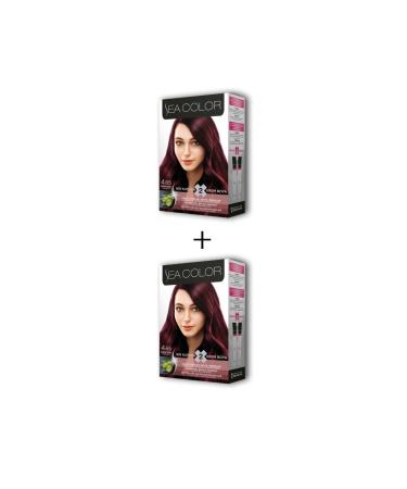 Sea Color 2X2 Tube Cream Hair Dye Set Wine Red No: 4.65