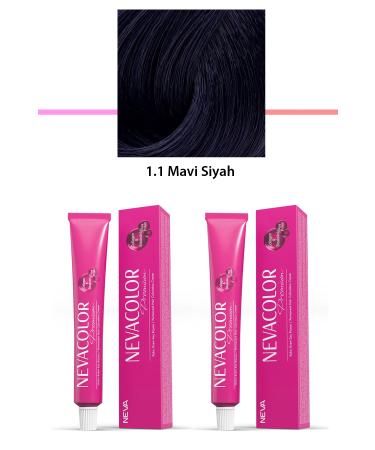 akna 2 Set Premium 1.1 Blue Black - Permanent Cream Hair Dye 2 X 50 g Tube - ANK6721-9702