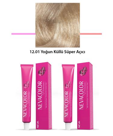 fastproduct 2 Set Premium 12.01 Intense Ash Super Lightener - Permanent Cream Hair Dye 2 X 50 g Tube
