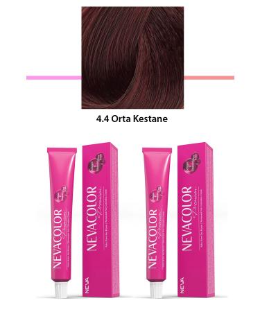 Skygo 2 Set Premium 4.4 Medium Chestnut - Permanent Cream Hair Dye 2 X 50 g Tube