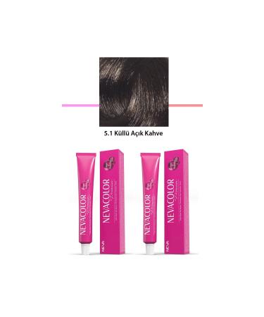 Set of 2 Premium 5.1 Ash Light Brown - Permanent Cream Hair Dye 2 X 50 g Tube