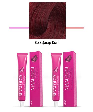 dryertime 2 Set Premium 5.66 Wine Red - Permanent Cream Hair Dye 2 X 50 g Tube - DRY1482-5688