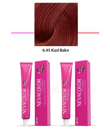 HELSOL 2 Set Premium 6.45 Red Copper - Permanent Cream Hair Dye 2 X 50 g Tube - HLS4862-3151