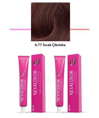 BORES 2 Set Premium 6.77 Hot Chocolate - Permanent Cream Hair Dye 2 X 50 g Tube - BRS6373-3059