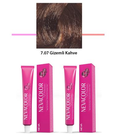 Lyrae Store 2 Set Premium 7.07 Mysterious Coffee - Permanent Cream Hair Dye 2 X 50 g Tube - ALP3615-2350
