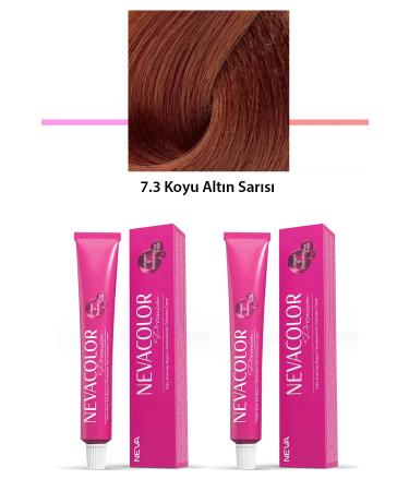 Set of 2 Premium 7.3 Dark Golden Blonde - Permanent Cream Hair Dye 2 X 50 g Tube