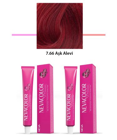 DELIORMAN 2 Set Premium 7.66 Love Flame - Permanent Cream Hair Dye 2 X 50 g Tube