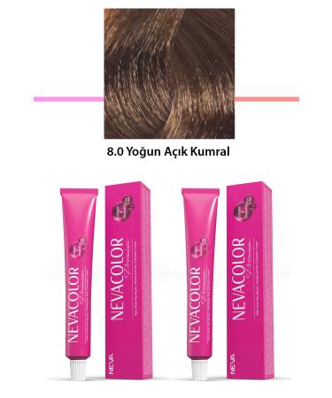 Zerda 2 Set Premium 8.0 Intense Light Blonde - Permanent Cream Hair Dye 2 X 50 g Tube - ZRD7118-3342
