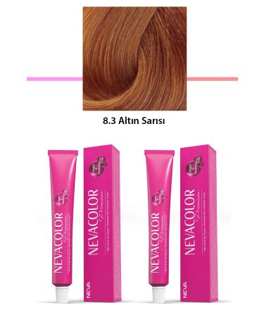 AYKAN 2 Set Premium 8.3 Golden Blonde - Permanent Cream Hair Dye 2 X 50 g Tube - AYK1836-3659