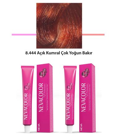 akna 2 Set Premium 8.444 Light Blonde Very Intense Copper - Permanent Cream Hair Dye - ANK8006-7720
