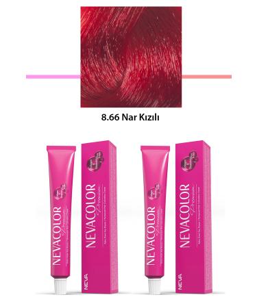 Lyrae Store 2 Set Premium 8.66 Pomegranate Red - Permanent Cream Hair Dye 2 X 50 g Tube - ALP8772-2167