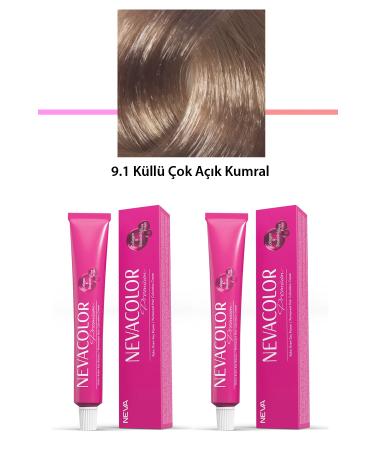 ZehraTech 2 Set Premium 9.1 Ashy Very Light Blonde - Permanent Cream Hair Dye 2 X 50 - ZHT1386-2434