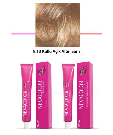 StyleMall 2 Set Premium 9.13 Ash Light Golden Blonde - Permanent Cream Hair Dye 2 - STM6030-6967