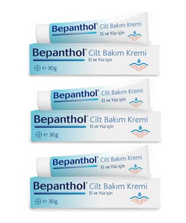Bepanthol Skin Care Cream 30gr X 3 pieces - Suitable for All Skin Types Hand and Daily Face Care