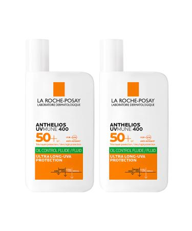 La Roche Posay Anthelios Uvmune 400 Spf50+ Oil Control Fluid Face Sun Cream 50ml X 2