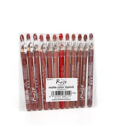 Cosha Beauty Rose 12-Piece Thick Matte Lip Pencil Set with Sharpener
