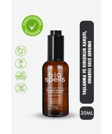 bio spells Intense Repair Night Serum 30ml - Anti-Aging and Anti-Wrinkle Repairing Night Serum