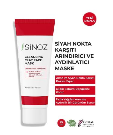 Sinoz Anti-Acne and Anti-Blackhead Purifying Face Care Clay Mask 50 ml For All Skin Types