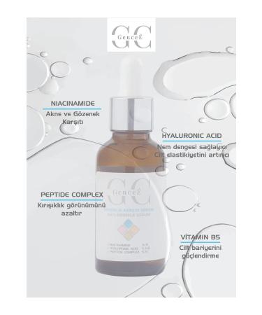 GenceE Plumping and Anti-Wrinkle Hyaluronic Acid Serum (5% PEPTIDE AND NIACINAMIDE) 30 ml - Buy Online on GoSupps.com