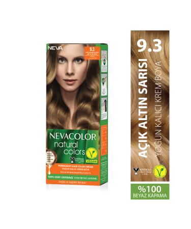 Neva Color Natural Colors 9.3 LIGHT GOLDEN YELLOW Permanent Cream Hair Dye Set
