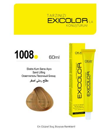 Exicolor 1008 EXTRA SAND YELLOW LIGHTENER Permanent Cream Hair Dye 60ml