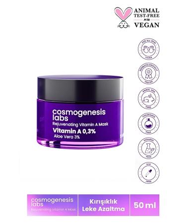 Cosmogenesis Labs Revitalizing Vitamin A Mask 50ml Vegan Anti-Dryness Rejuvenating (0.3% RETINOL-3% ALOE VERA)