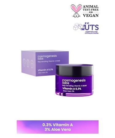 Cosmogenesis Labs Revitalizing Vitamin A Mask 50ml Vegan Anti-Dryness Rejuvenating (0.3% RETINOL-3% ALOE VERA) - Buy Online on GoSupps.com