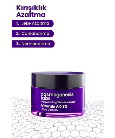 Cosmogenesis Labs Revitalizing Vitamin A Mask 50ml Vegan Anti-Dryness Rejuvenating (0.3% RETINOL-3% ALOE VERA) - Buy Online on GoSupps.com