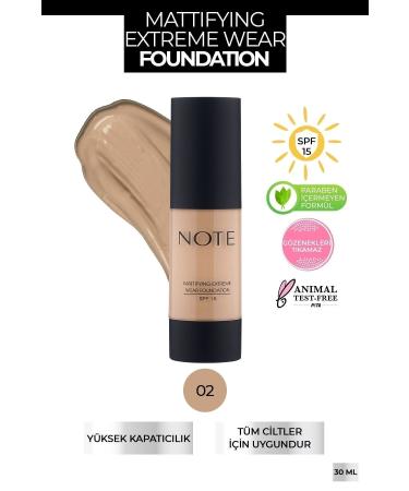 Note Cosmetics Mattifying Extreme Wear Spf 15 Intensive Coverage Matte Finish Foundation - 02 Natural Beige