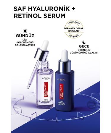 L'Oreal Paris Revitalift Filler 1.5% Pure Hyaluronic Acid Anti-Wrinkle Serum + Pure Retinol Night Serum - Buy Online on GoSupps.com