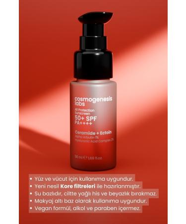 Cosmogenesis Labs Anti-Spot Spf 50 Korean Filter Face and Body Sunscreen 50ml Vegan High Protection Uva - Uvb Water Based - Buy Online on GoSupps.com